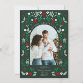 花のアーチ メリークリスマス フォト ホリデー カード (正面)