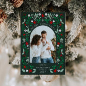 花のアーチ メリークリスマス フォト ホリデー カード