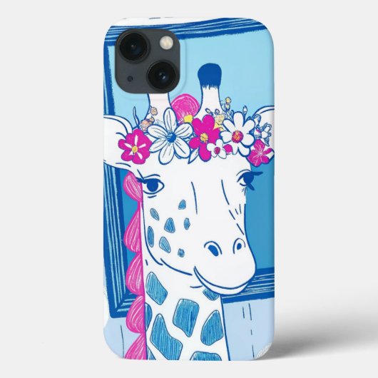 花のアートが施された可愛ポップ・アートのいキリン Case-Mate iPhoneケース (裏面)