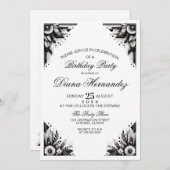 花のアートデコパーティ招待状 招待状 (正面/裏面)