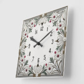 花のアールデコ スクエア壁時計 (傾斜)