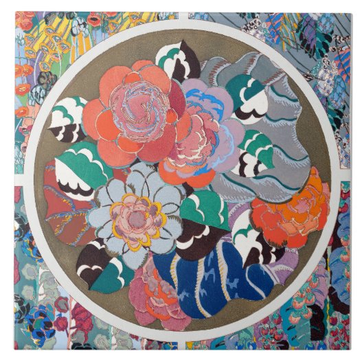 花のアールデコ タイル (正面)