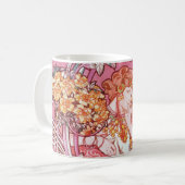 花のアールヌーボーのマグの中のミュシャの女性 コーヒーマグカップ (正面左)