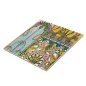 花のアールヌーボースタイルミュシャ タイル (側面)