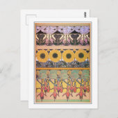 花のアールヌーボースタイルミュシャ ポストカード (正面/裏面)