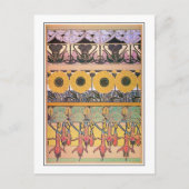 花のアールヌーボースタイルミュシャ ポストカード (正面)