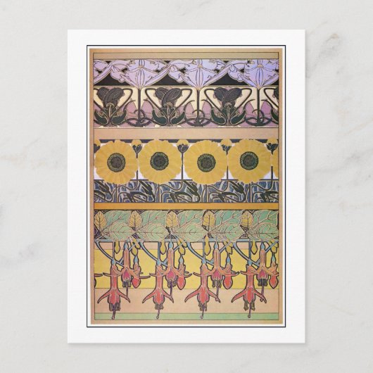 花のアールヌーボースタイルミュシャ ポストカード (正面)