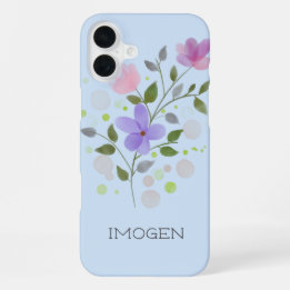 花のイニシャルと名前のイラスト イジェノ iPhone 16 PLUSケース