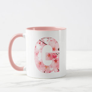 花のイニシャル入りマグカップ|名前や特性のカスタマイズ マグカップ