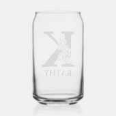 花のイニシャルKモノグラムと名前のカスタマイズ ガラス缶 (裏面)