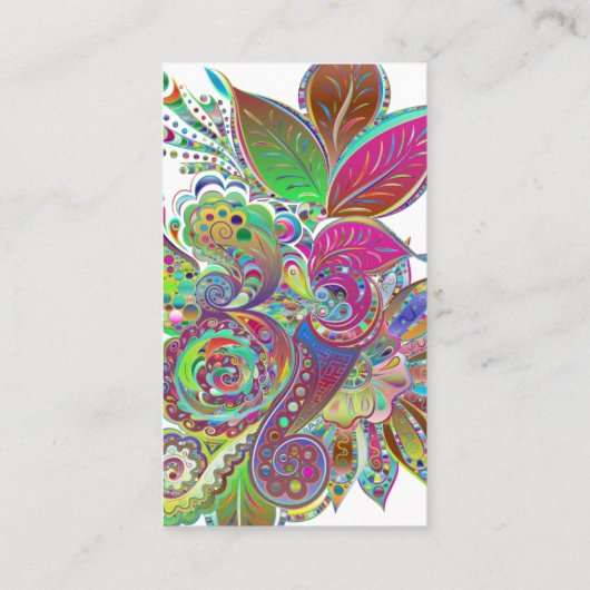 花のイラストレーションのヨガのインストラクターの曼荼羅のHenna 名刺 (裏面)
