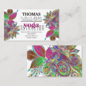 花のイラストレーションのヨガのインストラクターの曼荼羅のHenna 名刺 (正面/裏面)