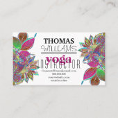 花のイラストレーションのヨガのインストラクターの曼荼羅のHenna 名刺 (正面)