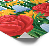 花のイラストレーションポスター ポスター (角)