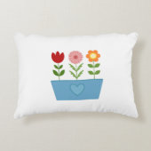 花のイラストレーションBlue Window BoxキャンバスP アクセントクッション (正面)