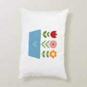 花のイラストレーションBlue Window BoxキャンバスP アクセントクッション (裏面(縦))