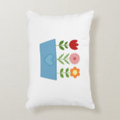 花のイラストレーションBlue Window BoxキャンバスP アクセントクッション (正面(垂直))