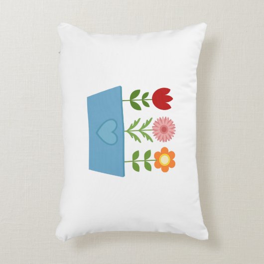 花のイラストレーションBlue Window BoxキャンバスP アクセントクッション (正面(垂直))