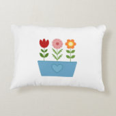 花のイラストレーションBlue Window BoxキャンバスP アクセントクッション (裏面)