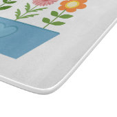 花のイラストレーションBlue Window BoxキャンバスP カッティングボード (角)