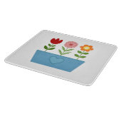 花のイラストレーションBlue Window BoxキャンバスP カッティングボード (角)