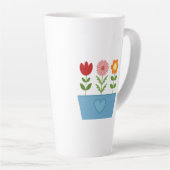 花のイラストレーションBlue Window BoxキャンバスP カフェラテマグ (右アングル)