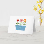 花のイラストレーションBlue Window BoxキャンバスP カード (黄色い花)