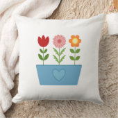 花のイラストレーションBlue Window BoxキャンバスP クッション (ブランケット)