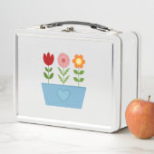 花のイラストレーションBlue Window BoxキャンバスP メタルランチボックス (インサイチュ)