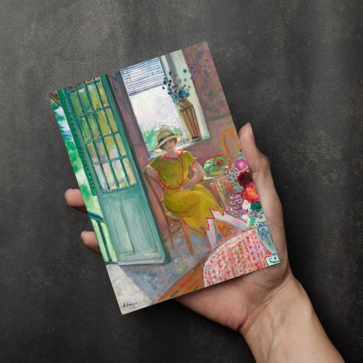 花のインテリアの若い女性 |アンリ・レバスク カード