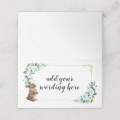 花のイースターと青と金ゴールドバニーウサギ プレイスカード (外部開封)