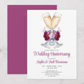 花のウェディングアニバーサリー パーティー招待状 招待状 (正面/裏面)