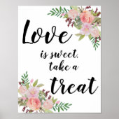 花のウェディングサイン 水彩花のテーブルサイン ポスター (正面)