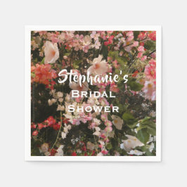 花のウェディングシャワーの名前 ピンク 白 花 紙 スタンダードカクテルナプキン
