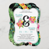 花のウェディングシャワー招待状、トロピカル 招待状 (正面/裏面)