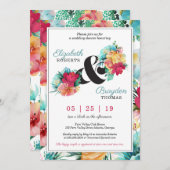 花のウェディングシャワー招待状、トロピカル 招待状 (正面/裏面)