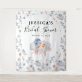 花のウェディングシャワー背景写真ブース タペストリー (正面)