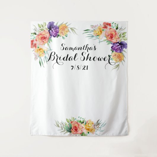 花のウェディングシャワー バックドロップ フォトブース タペストリー (正面)