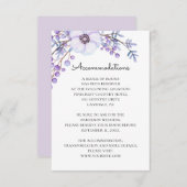 花のウェディングデコレーション。紫の花 エンクロージャーカード (正面/裏面)
