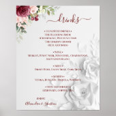 花のウェディングドリンクメニュー看板 ポスター (正面)