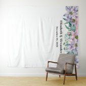 花のウェディングバックドロップ。庭の花の背景 タペストリー (インサイチュ(横))