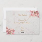 花のウェディングパーティへのお願い ピンクのランガージュ大理石カード シーズンカード (裏面)