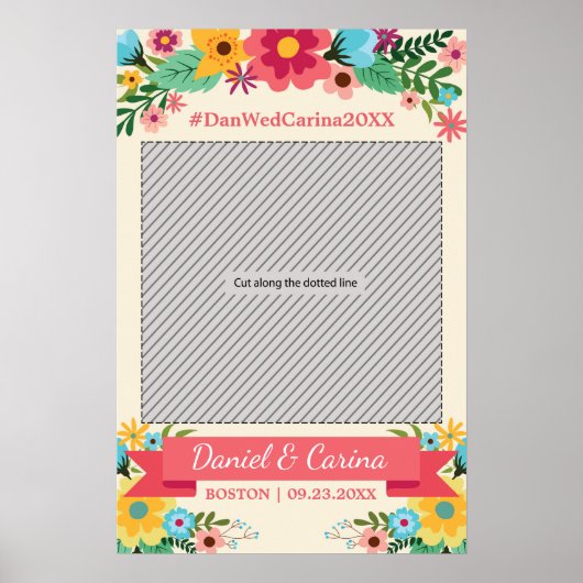 花のウェディングフォトフレーム小道具 ポスター (正面)