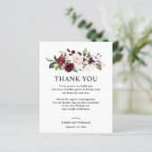花のウェディングレセプションの感謝カード (スタンド正面)