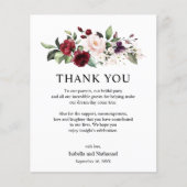 花のウェディングレセプションの感謝カード (正面)