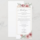 花のウェディングレセプション感謝カード メニュー (正面/裏面)