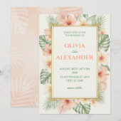 花のウェディング招待状 ソフトトロピカル 招待状 (正面/裏面)