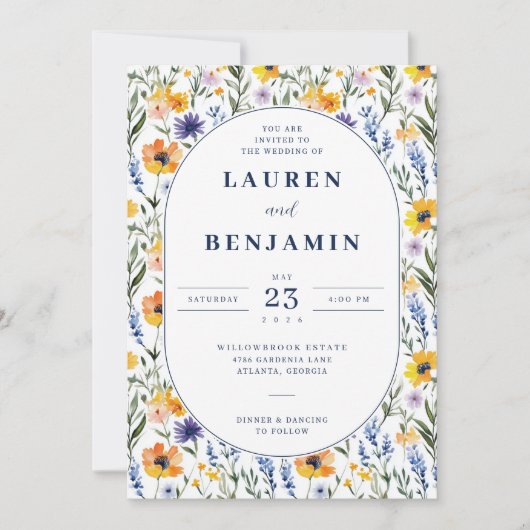 花のウェディング招待状 招待状 (正面)