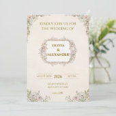 花のウェディング招待状 温かい花 招待状 (スタンド正面)