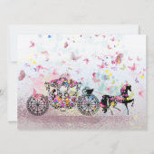 花のウェディング馬車と蝶のウェディング 招待状 (裏面)